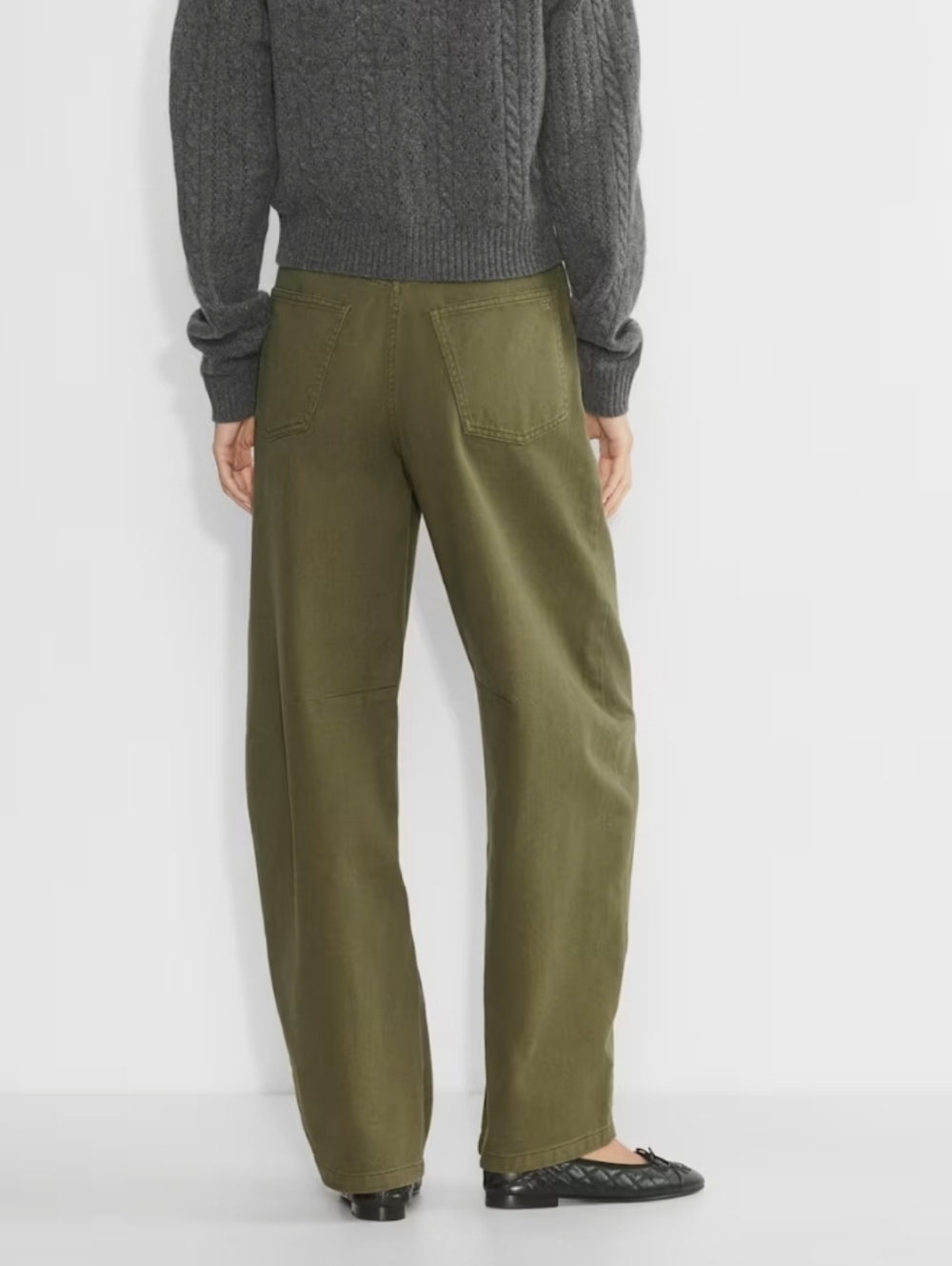 Aritzia Sunday Best Flan Barrel Leg Jeans Olive Green Size 10 - Picture 2 of 16